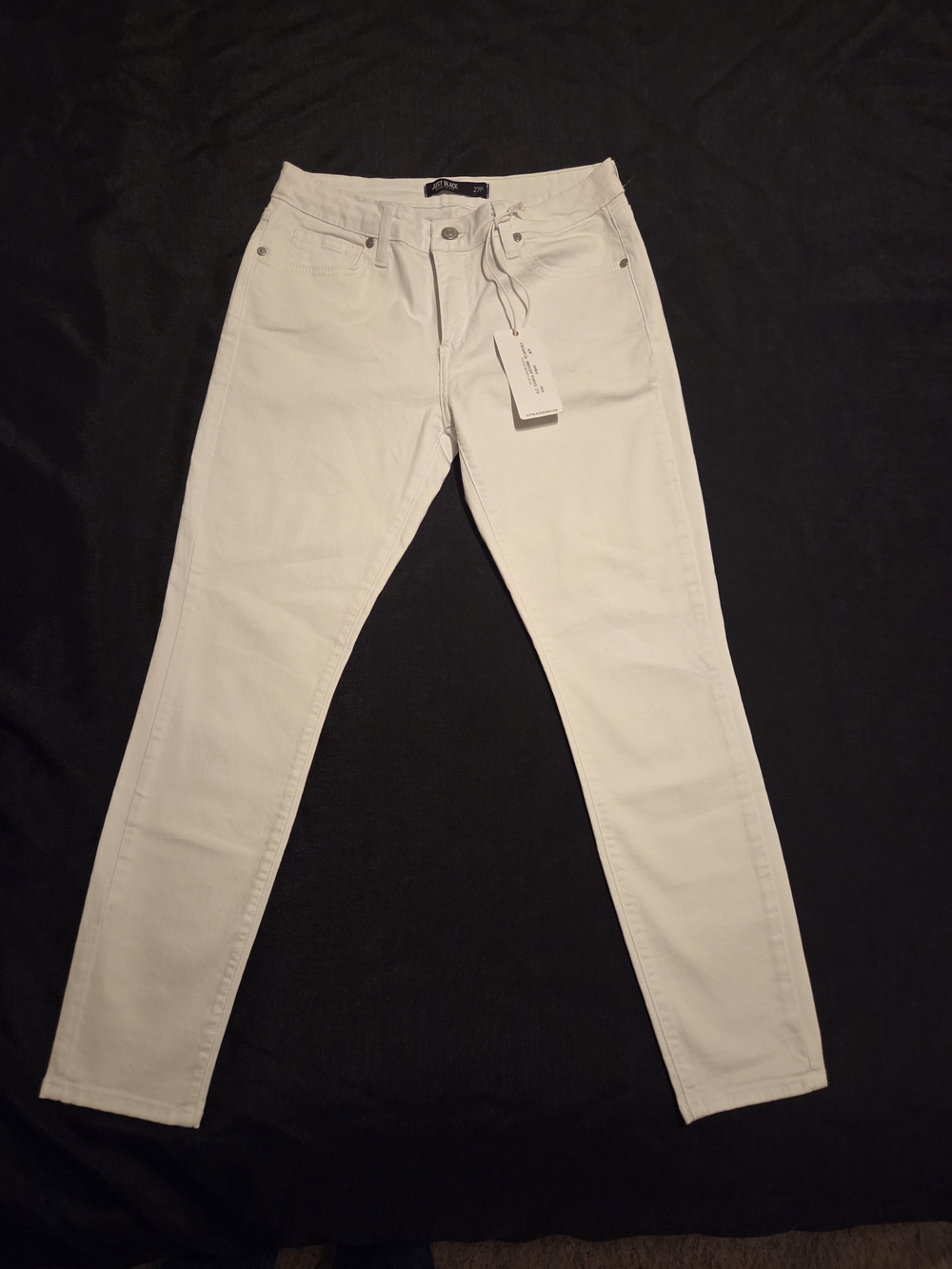 White Skinny Jeans Petite Just Black Denim Size 27P NWT
